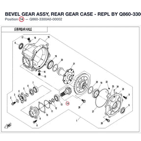 BEVEL GEAR ASSY, REAR GEAR CASE - REPL BY Q860-3300A0-00003 product image