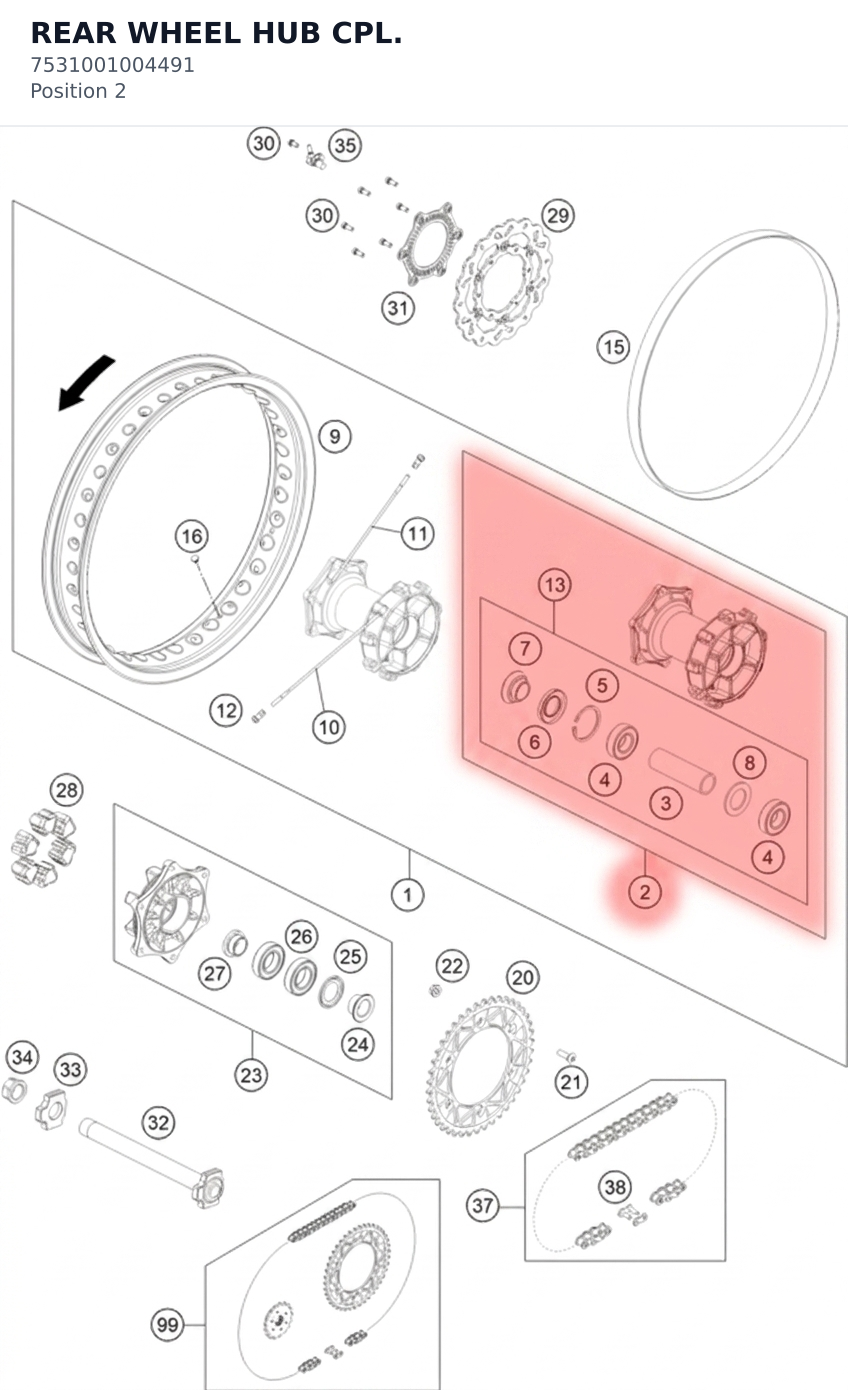 Diagram preview: REAR WHEEL HUB CPL. (7531001004491)