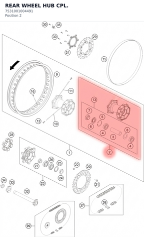 Diagram preview: REAR WHEEL HUB CPL. (7531001004491)