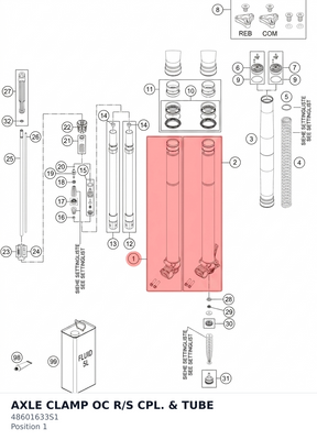 Diagram preview: AXLE CLAMP OC R/S CPL. & TUBE (48601633S1)