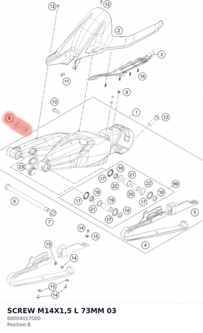 Diagram preview: SCREW M14X1,5 L 73MM        03 (60004017000)