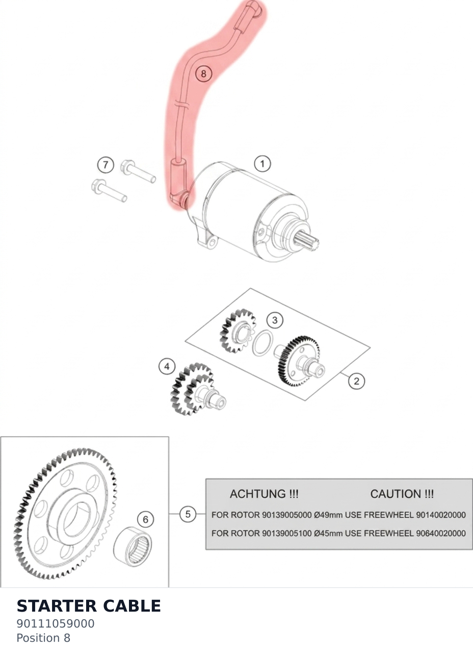 Diagram preview: STARTER CABLE (90111059000)