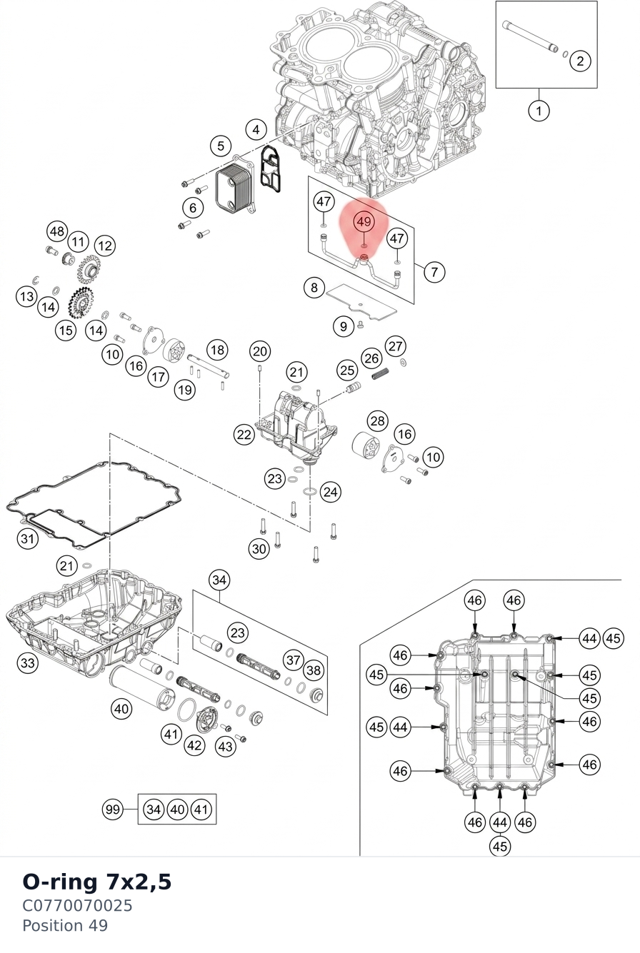 Diagram preview: O-ring 7x2,5 (C0770070025)