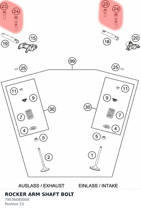 Diagram preview: ROCKER ARM SHAFT BOLT (79536085000)
