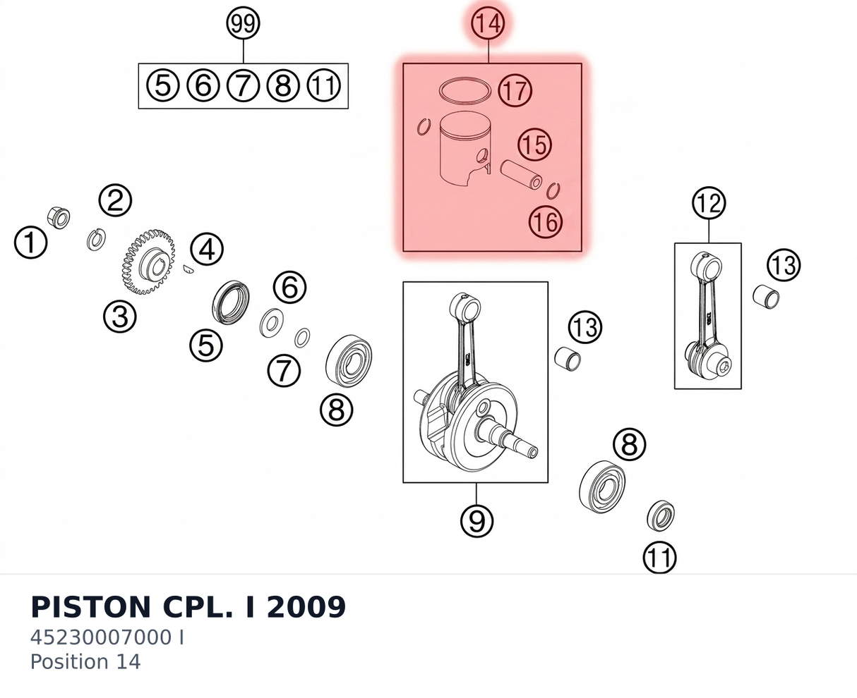 Diagram preview: PISTON CPL. I             2009 (45230007000 I)
