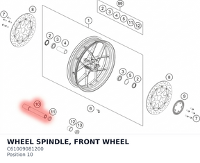 Diagram preview: WHEEL SPINDLE, FRONT WHEEL (C61009081200)