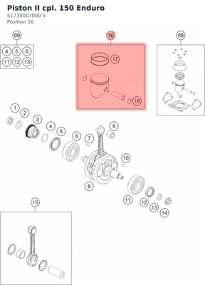 Diagram preview: Piston II cpl. 150 Enduro (51730007000 II)