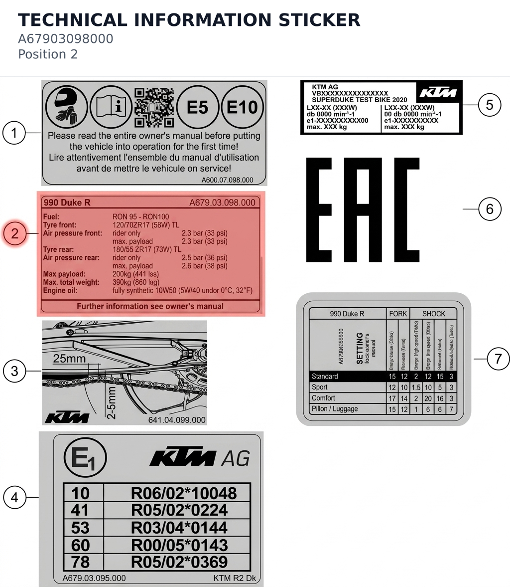 Diagram preview: TECHNICAL INFORMATION STICKER (A67903098000)