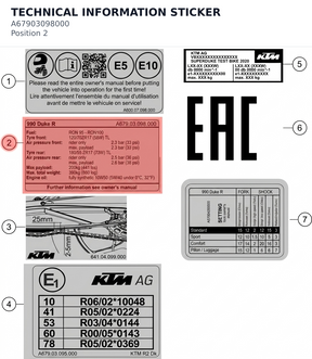 Diagram preview: TECHNICAL INFORMATION STICKER (A67903098000)