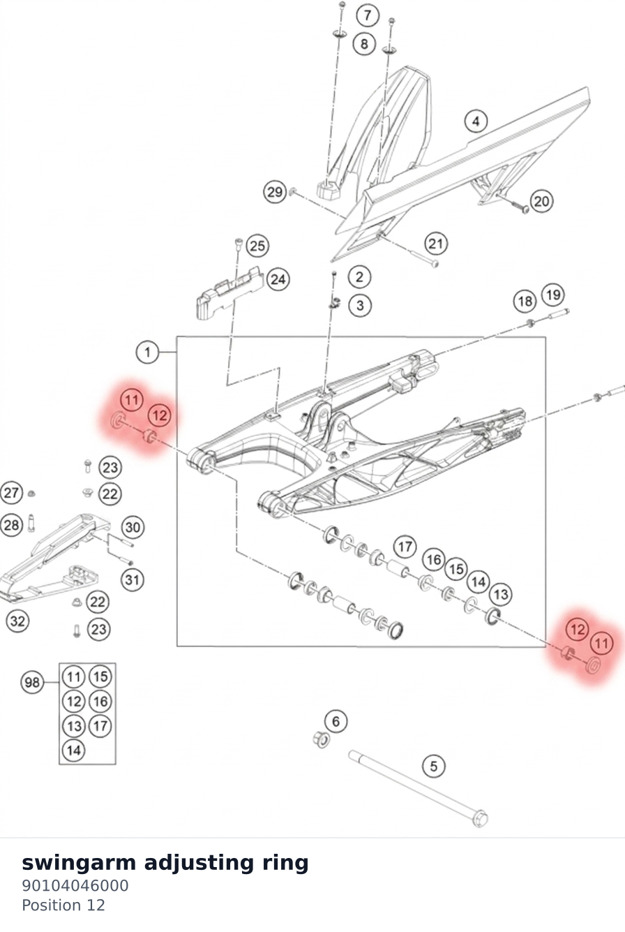 Diagram preview: swingarm adjusting ring (90104046000)