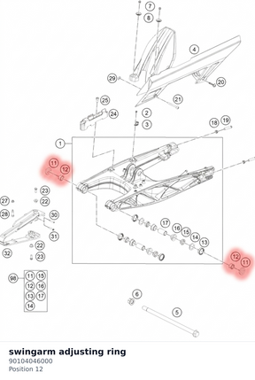 Diagram preview: swingarm adjusting ring (90104046000)