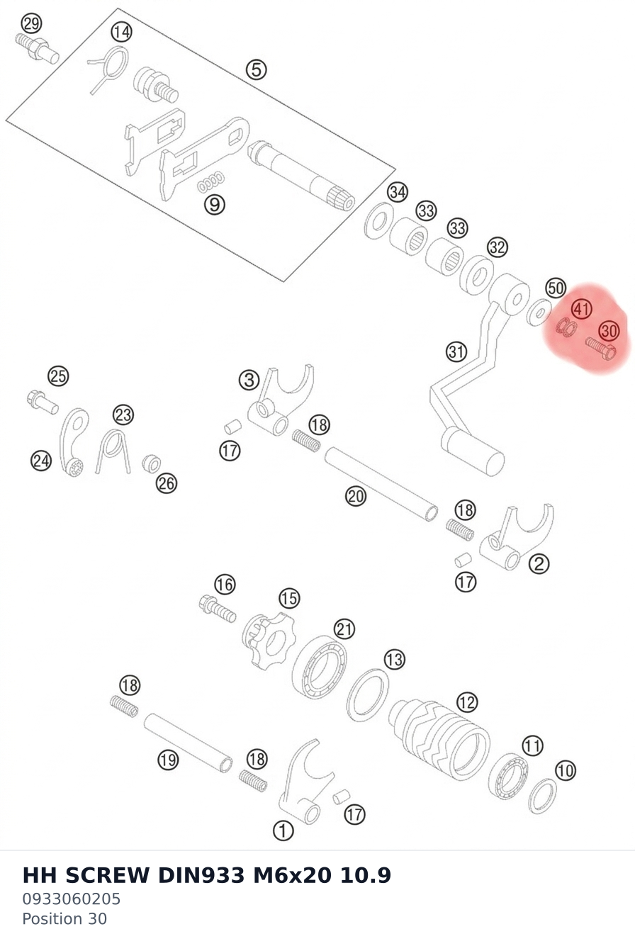 Diagram preview: HH SCREW DIN933 M6x20     10.9 (0933060205)