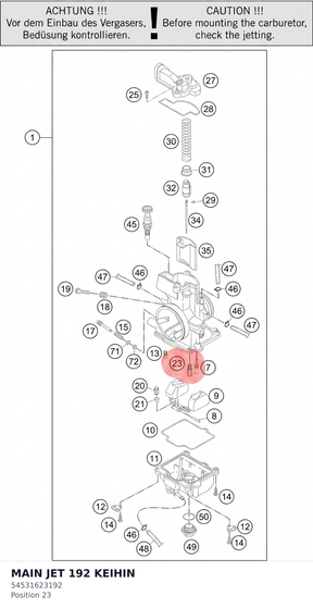 Diagram preview: MAIN JET 192 KEIHIN (54531623192)