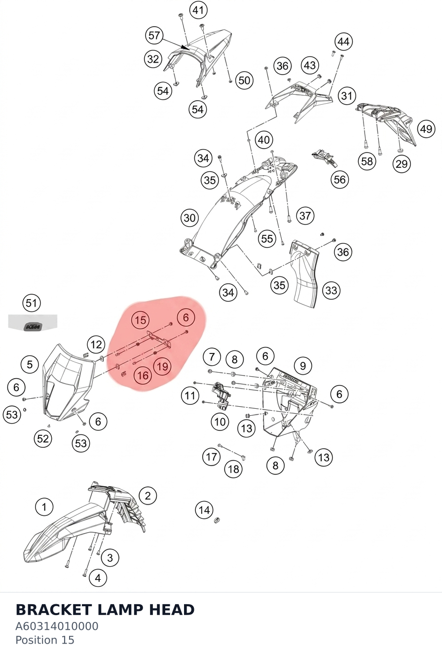Diagram preview: BRACKET LAMP HEAD (A60314010000)