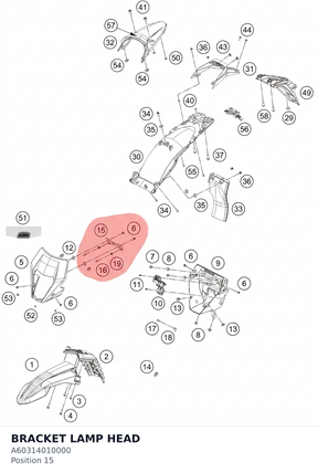 Diagram preview: BRACKET LAMP HEAD (A60314010000)