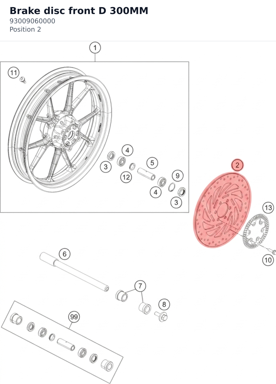 Diagram preview: Brake disc front D 300MM (93009060000)