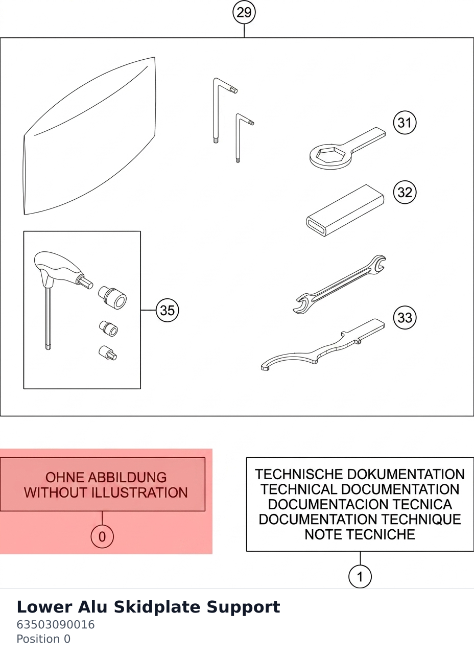 Diagram preview: Lower Alu Skidplate Support (63503090016)
