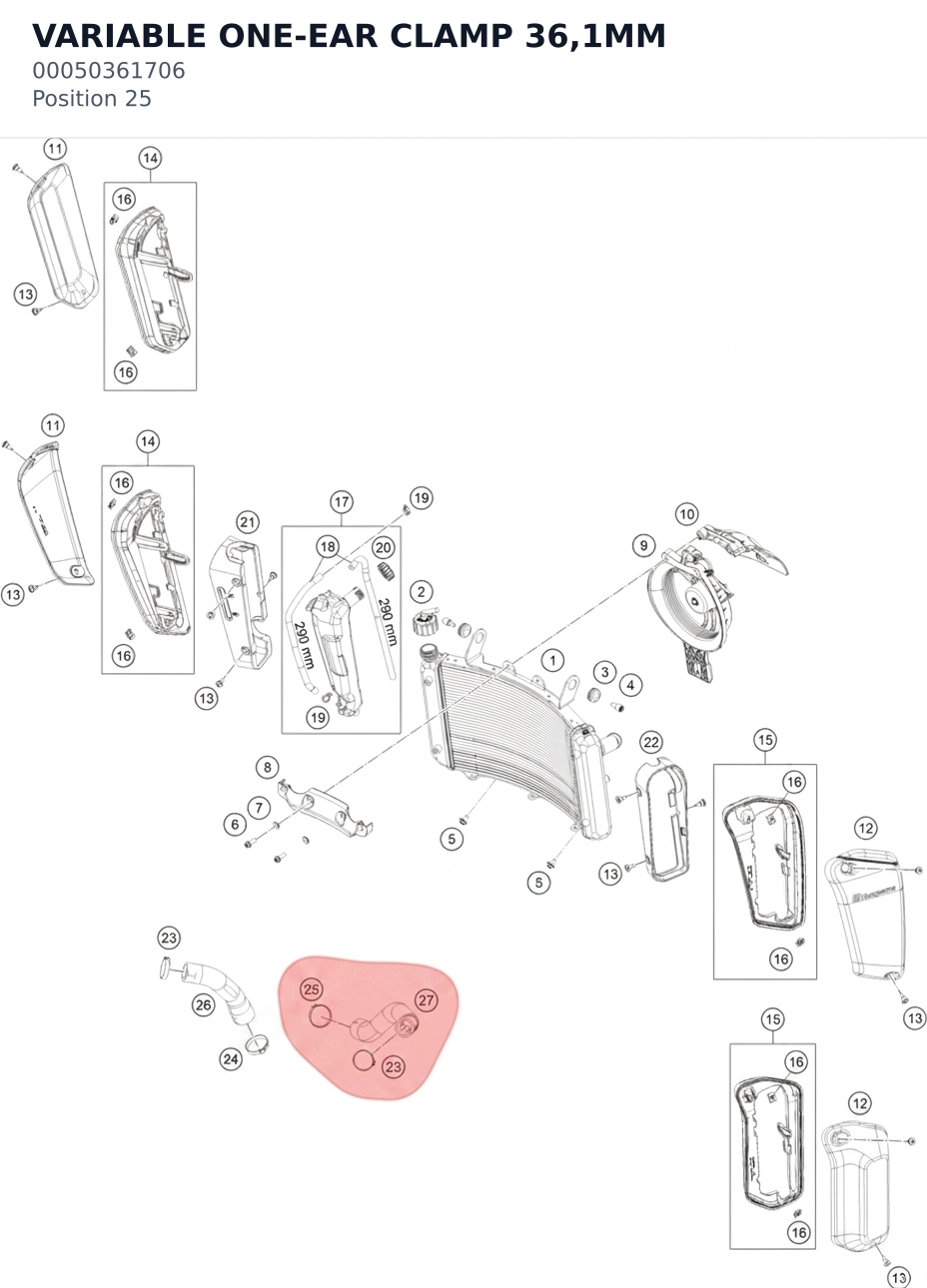 Diagram preview: VARIABLE ONE-EAR CLAMP 36,1MM (00050361706)