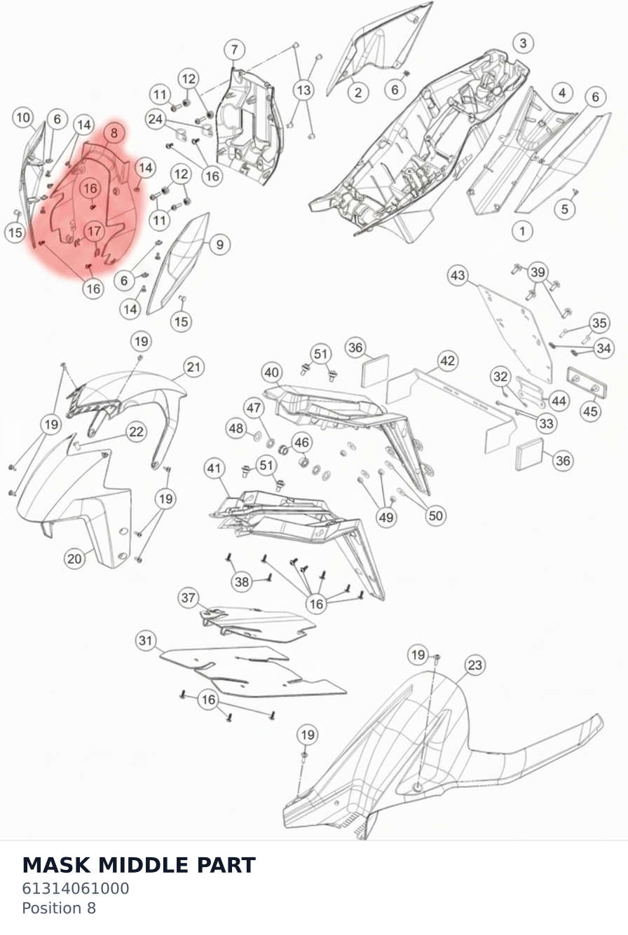 Diagram preview: MASK MIDDLE PART (61314061000)