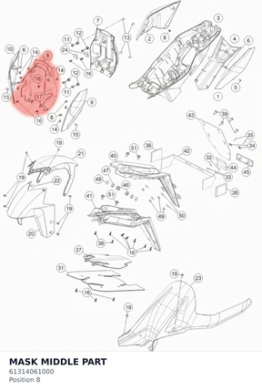 Diagram preview: MASK MIDDLE PART (61314061000)