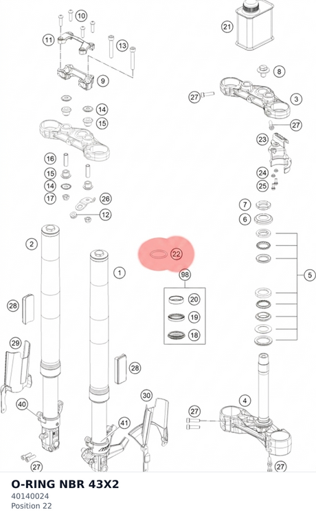 Diagram preview: O-RING NBR 43X2 (40140024)