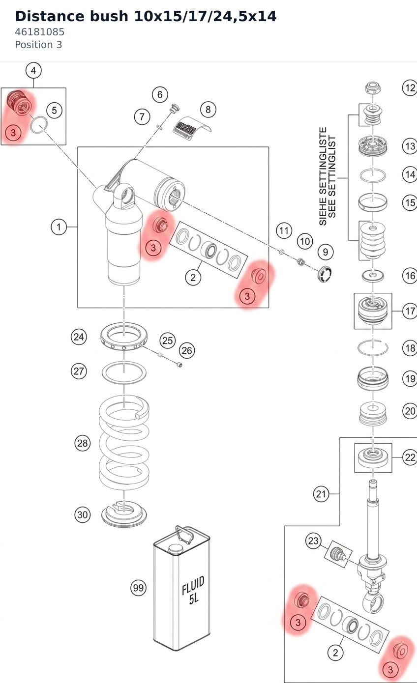 Diagram preview: Distance bush 10x15/17/24,5x14 (46181085)