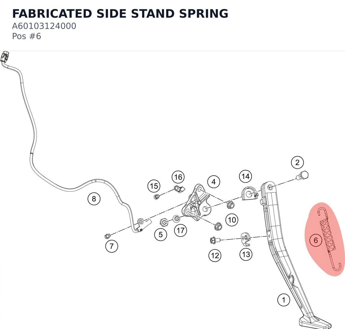 Diagram preview: FABRICATED SIDE STAND SPRING (A60103124000)