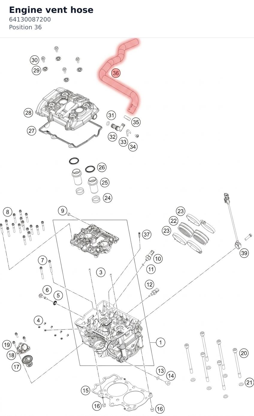 Diagram preview: Engine vent hose (64130087200)