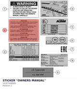 Diagram preview: STICKER ''OWNERS MANUAL'' (50307098000)