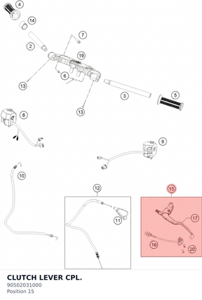 Diagram preview: CLUTCH LEVER CPL. (90502031000)