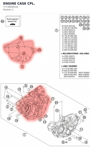 Diagram preview: ENGINE CASE CPL. (77730000144)