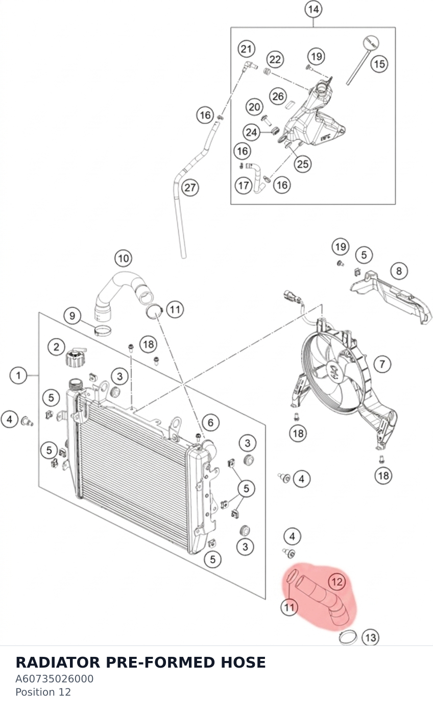 Diagram preview: RADIATOR PRE-FORMED HOSE (A60735026000)
