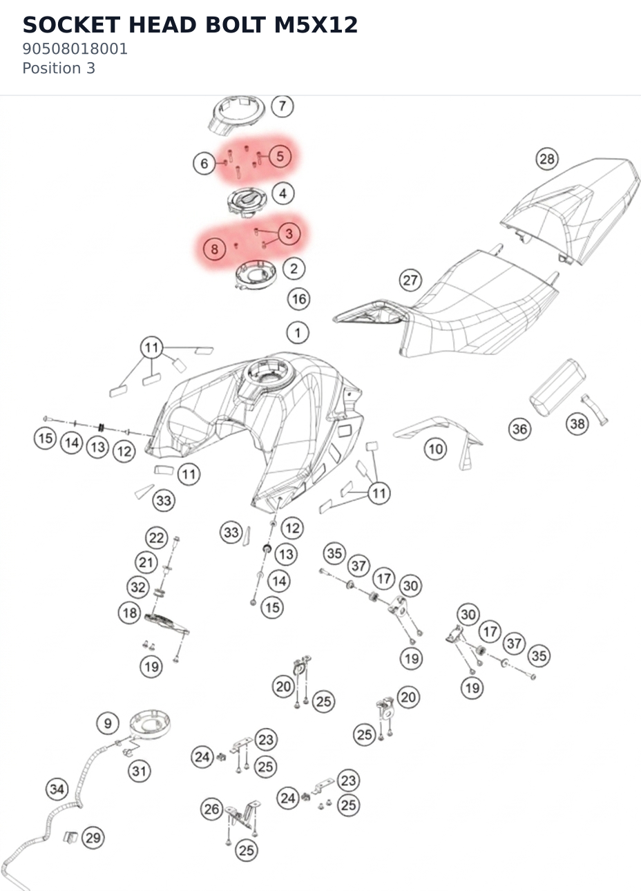 Diagram preview: SOCKET HEAD BOLT M5X12 (90508018001)