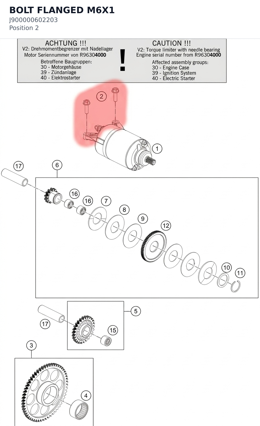 Diagram preview: BOLT FLANGED M6X1 (J900000602203)