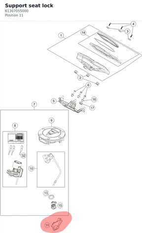 Diagram preview: Support seat lock (61307055000)