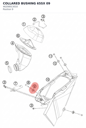Diagram preview: COLLARED BUSHING 65SX       09 (46208013010)