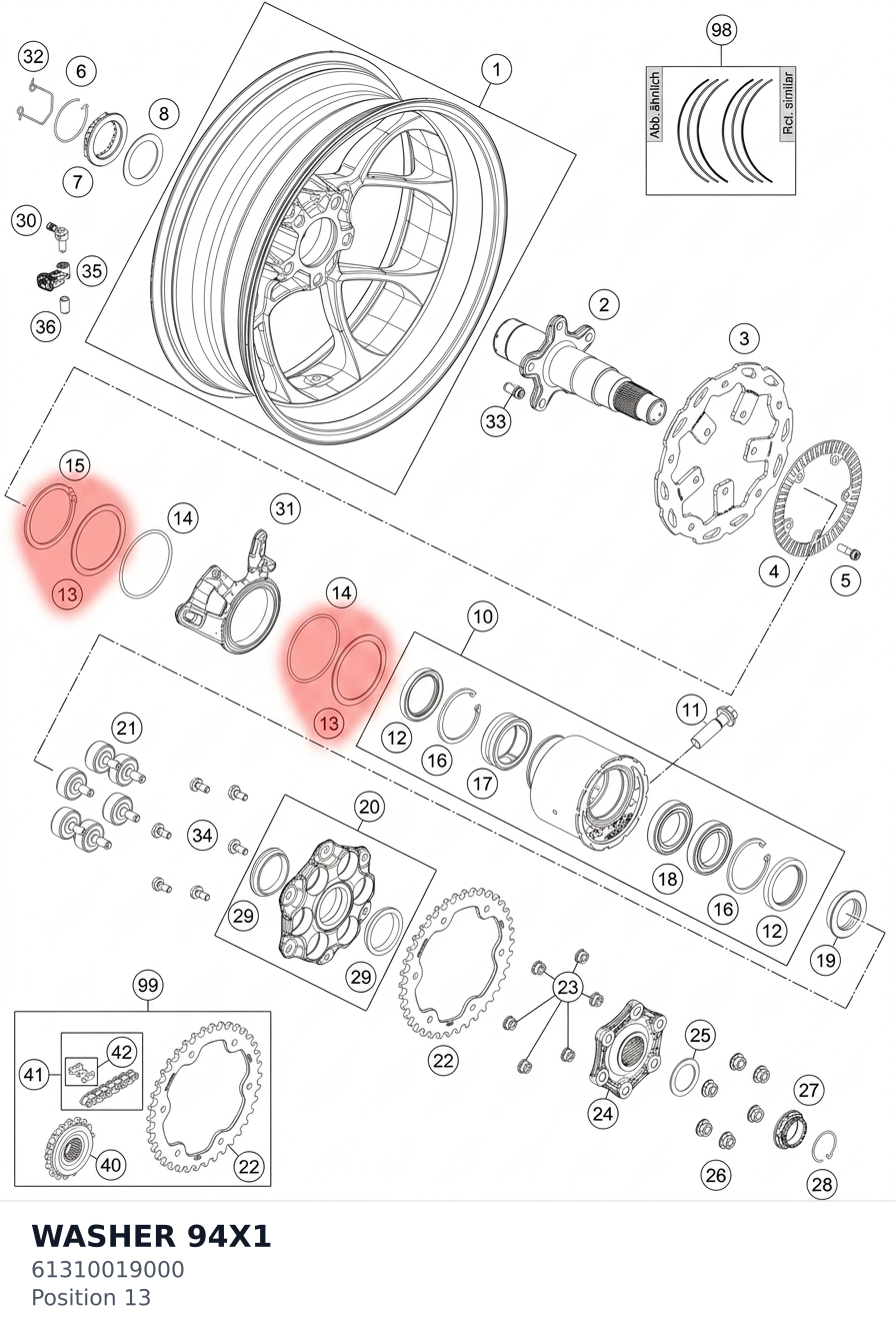 Diagram preview: WASHER 94X1 (61310019000)