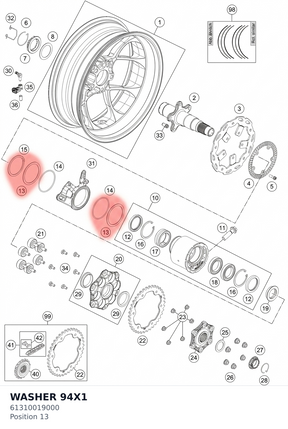 Diagram preview: WASHER 94X1 (61310019000)