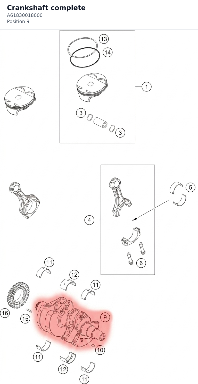 Diagram preview: Crankshaft complete (A61830018000)