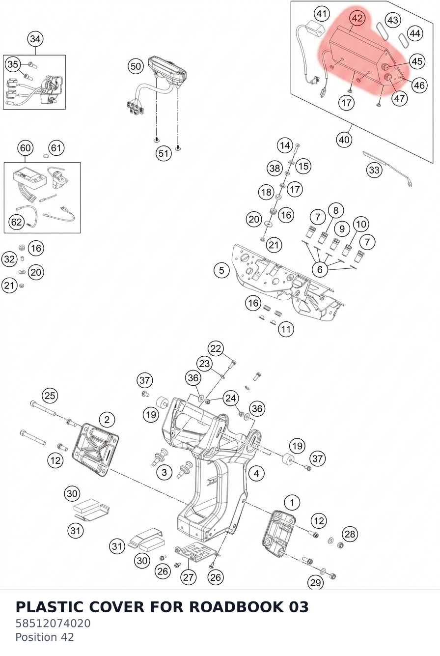 Diagram preview: PLASTIC COVER FOR ROADBOOK  03 (58512074020)