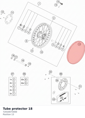 Diagram preview: Tube protector 18 (72010073000)