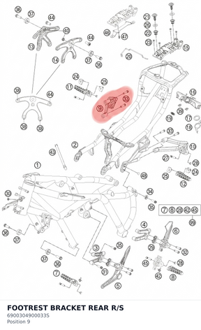 Diagram preview: FOOTREST BRACKET REAR R/S (6900304900033S)