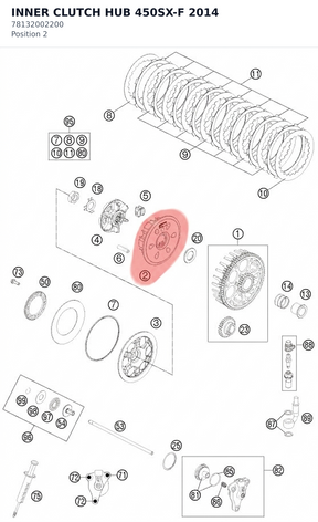 Diagram preview: INNER CLUTCH HUB 450SX-F 2014 (78132002200)