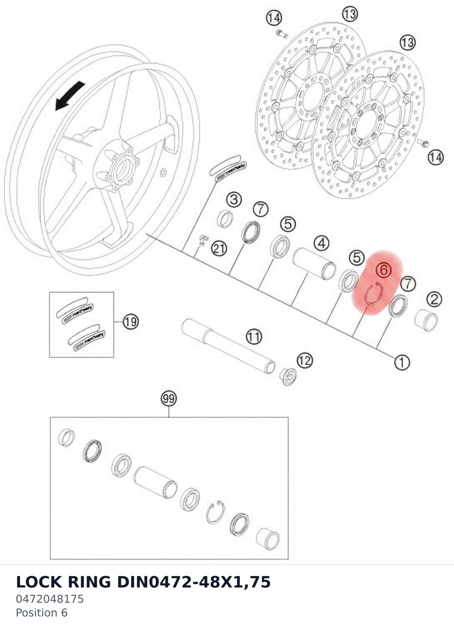 Diagram preview: LOCK RING DIN0472-48X1,75 (0472048175)