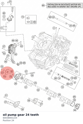 Diagram preview: oil pump gear 24 teeth (60038001224)