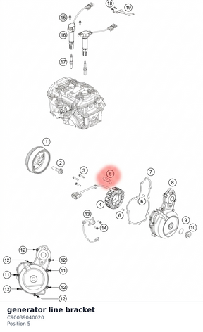 Diagram preview: generator line bracket (C90039040020)