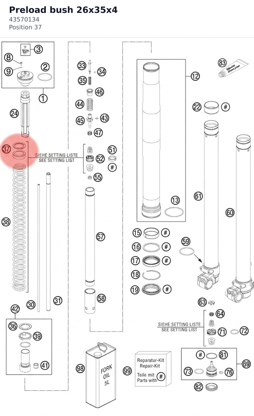 Diagram preview: Preload bush 26x35x4 (43570134)
