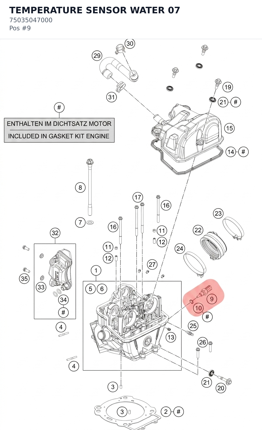 Diagram preview: TEMPERATURE SENSOR WATER 07 (75035047000)