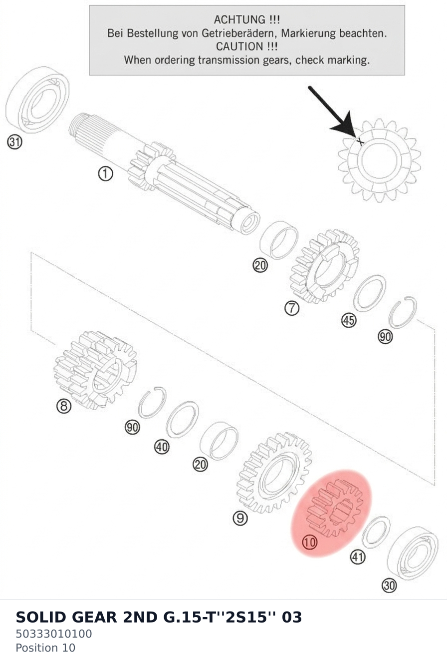 Diagram preview: SOLID GEAR 2ND G.15-T''2S15'' 03 (50333010100)