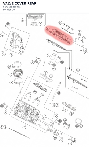 Diagram preview: VALVE COVER REAR (61736152100C1)